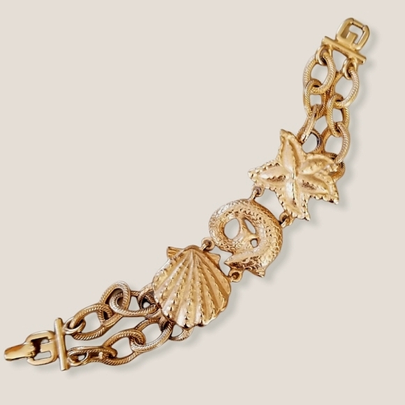 Vintage Diane Von Furstenberg Runway Couture Gold Tone Nautical Bracelet - Picture 3 of 16